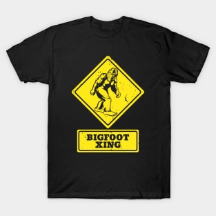 Bigfoot Xing Road Sign T-Shirt